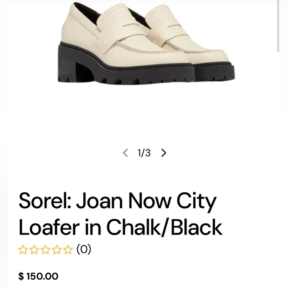 Sorel Cream Penny Loafer with Black Lug Sole